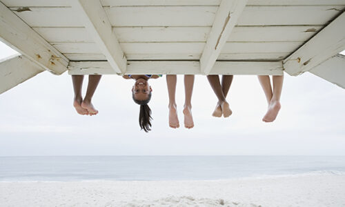 Girl upside down